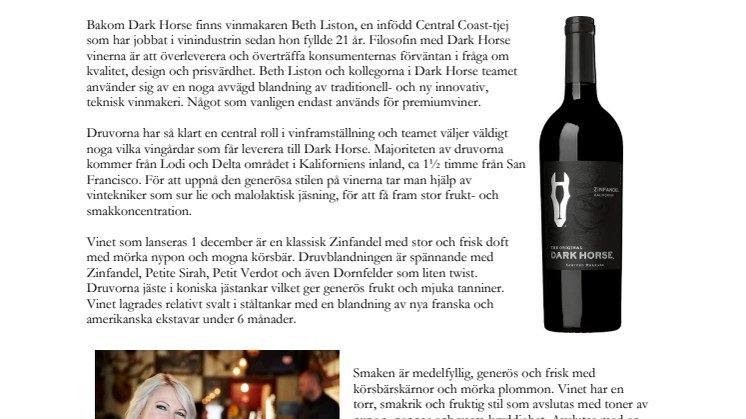 Nu kommer USA’s snabbast växande vinvarumärke till Sverige - Dark Horse!