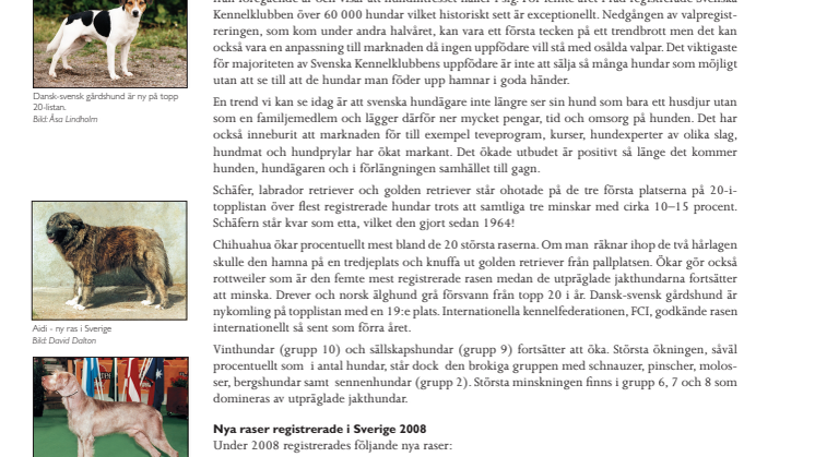 Registreringstatistik för hundar 2008