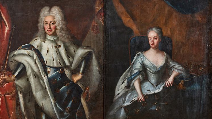 Royal representative portraits of King Fredrik I and Queen Ulrica Eleonora dy