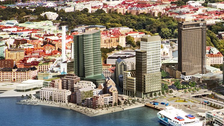 Visionsbild av halvön på Masthuggskajen. Bild: Kanozi Arkitekter