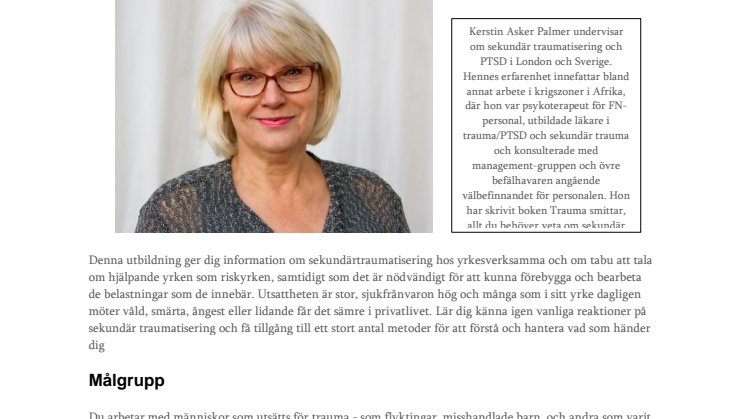 Läs mer om utbildning i Sekundär trauma