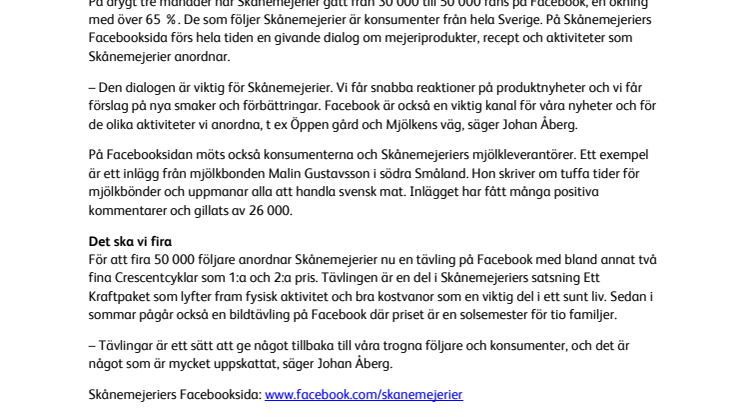 50 000 följer Skånemejerier på Facebook