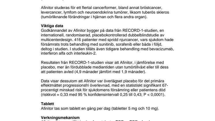 Afinitor - för behandling av njurcancer