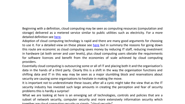 Cloud Computing Security; Cloud Computing Security Issues.