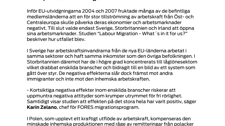 Ny FORES-studie: Arbetskraftsmigration är en vinstaffär