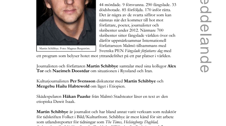 Internationell författarscen: Fängslade författares dag på Stadsbiblioteket
