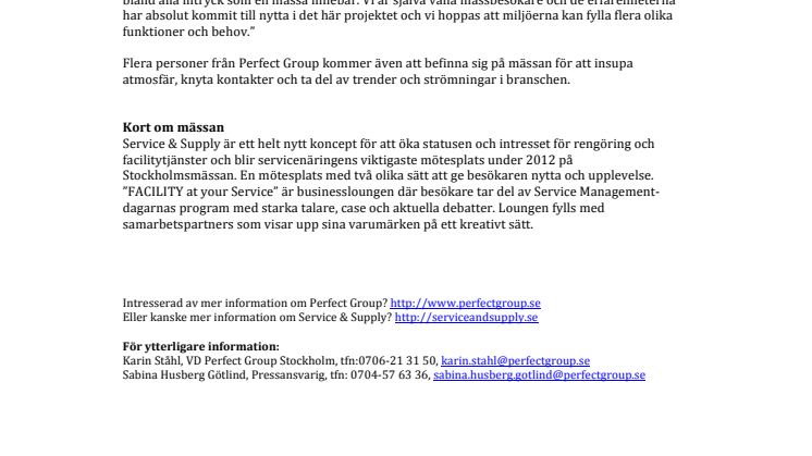 Perfect Group bygger oaser på Facility at your Service