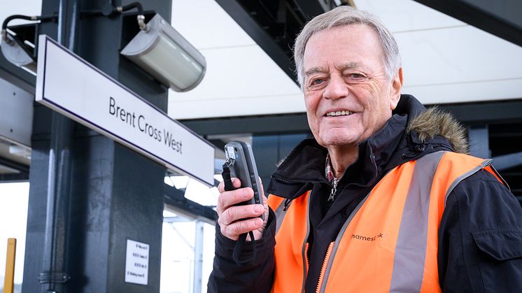 Tony Blackburn takes the platform to announce London's newest station