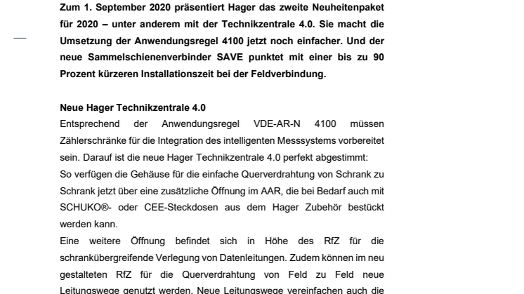 Neuheiten von Hager - September 2020