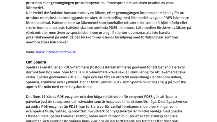 FAKTA om erektil dysfunktion ch Spedra 