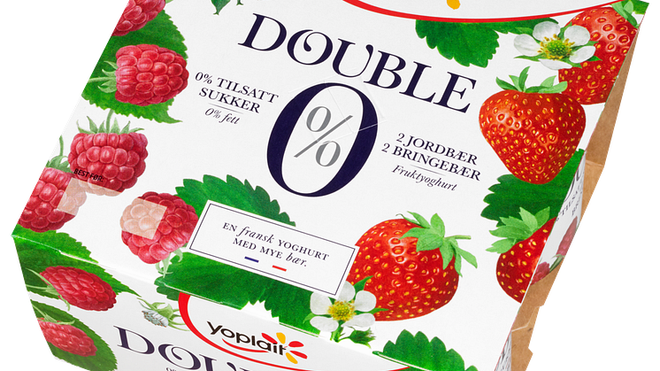 Yoplait Double 0% Jordbær og Bringebær