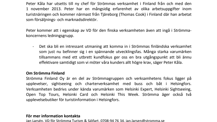 Strömma Finland får ny verksamhetschef