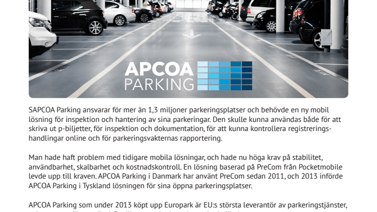 APCOA Parking/Europark fick kontroll över parkeringarna med PreCom