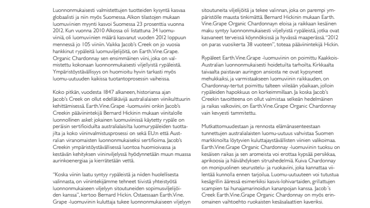 Laadukas luomuviiniuutuus Alkoihin Jacob’s Creekiltä