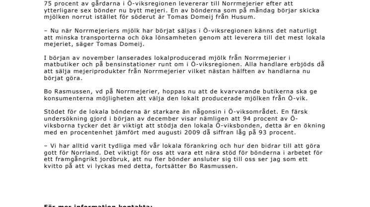 Fler bönder går över till Norrmejerier i Ö-viksregionen