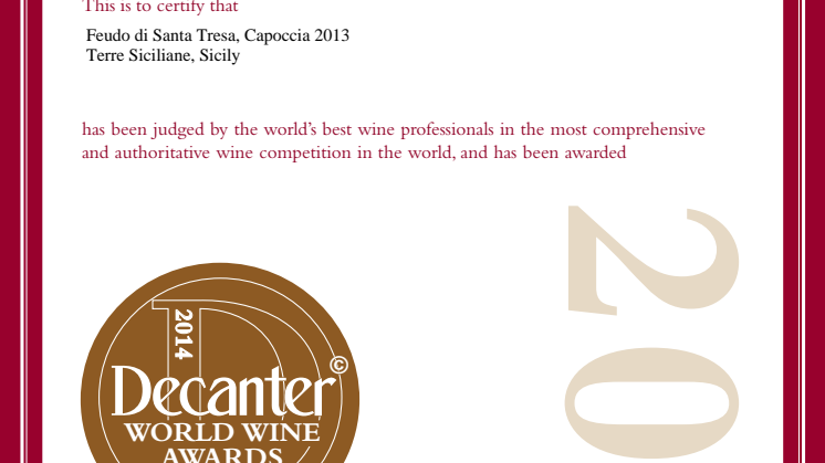 Capoccia Red 2013 Bronze Decanter 2014