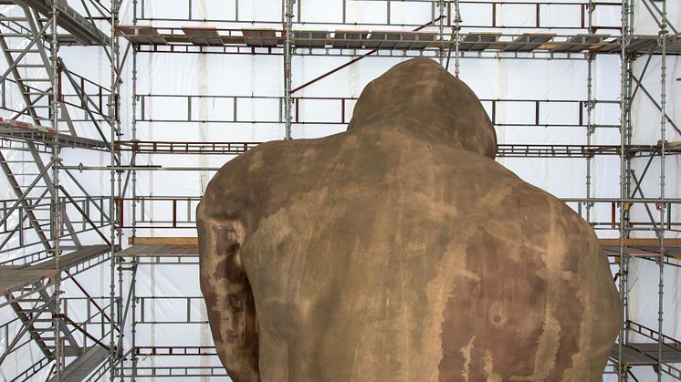 The Mother inside the scaffolding at Sukkerbiten in Oslo. 