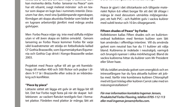 Forbo lanserar Peace