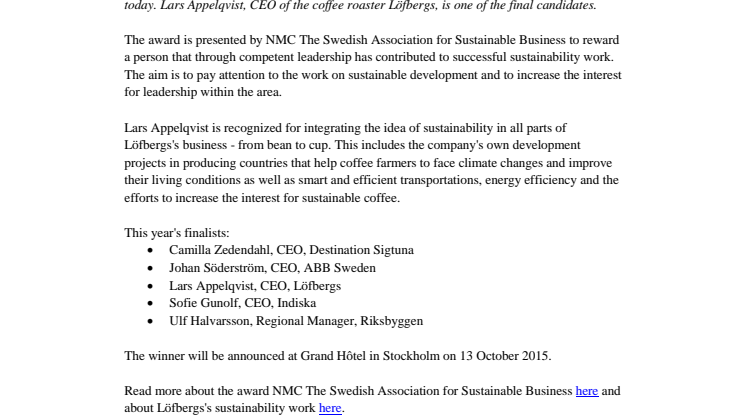 ​Does Löfbergs have the most sustainable leader? 