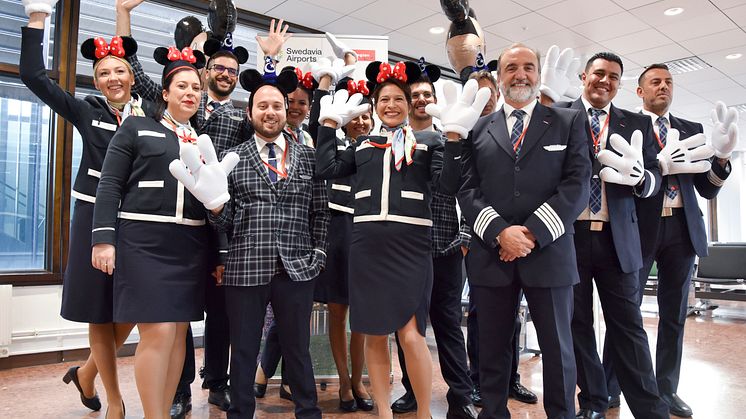 Norwegians crew inför första flygningen från Arlanda till Orlando. Foto: Frida Weberg /Swedavia