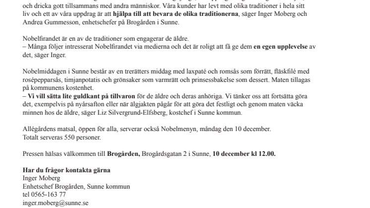 Nobelmiddag på Sunnes äldreboenden - för att sätta guldkant på tillvaron