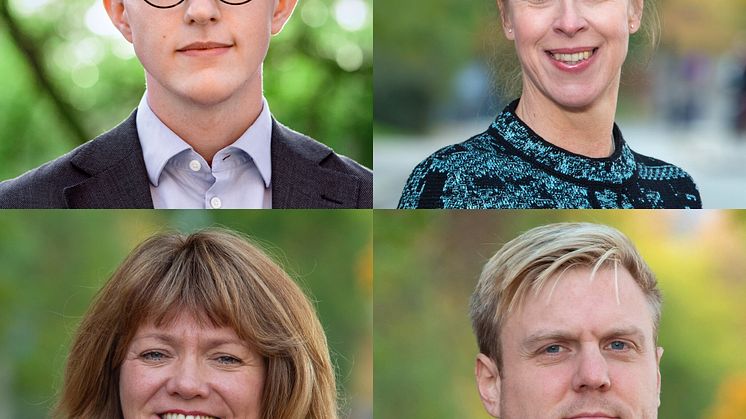 Övre vänster-höger, nedre vänster-höger: Anton Fendert (MP), Malin Fijen Pacsay (MP), Susanne Nordling (MP) och Tomas Eriksson (MP). Fotograf: Fredrik Hjerling