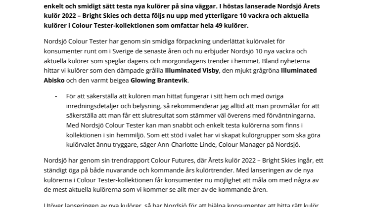 Innovativa Nordsjö Colour Tester nu med 10 nya stilsäkra kulörer i kollektionen_SE.pdf