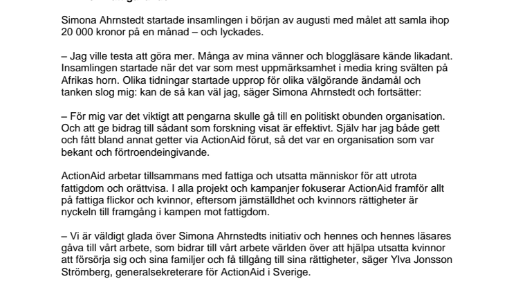 Bloggläsare hjälper världens fattiga flickor och kvinnor
