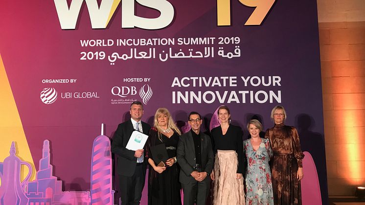 Från vänster: Andreas Albertsson (GU Ventures), Monica Hedberg (Uppsala Innovation Centre), Kjell Håkan Närfelt (Vinnova), Lotta Lehikoinen (Chalmers Ventures), Lorna Fletcher (GU Ventures), samt Linda Hedenblom (Chalmers Ventures).