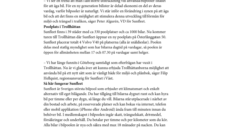 Premiär för bilpool i Trollhättan! 