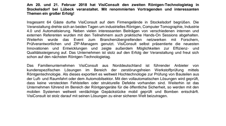 Großer Erfolg des zweiten Röntgen-Technologietages