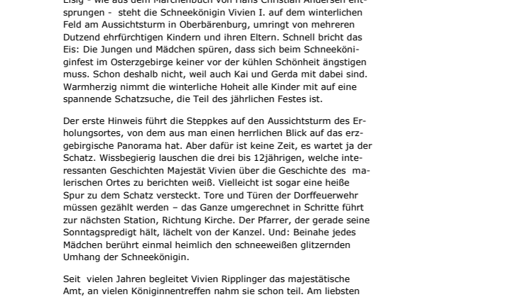 Reportageservice Schneeköniginfest und Tipps Winterzeit Erzgebirge