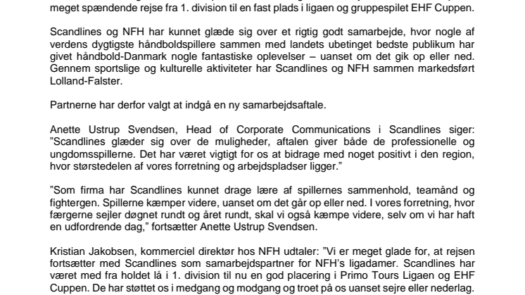 Scandlines og NFH fortsætter rejsen