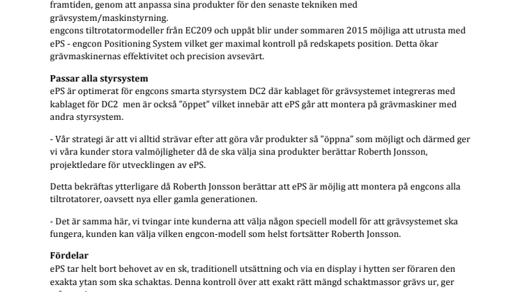engcons tiltrotatorer anpassade för grävsystem/maskinstyrning