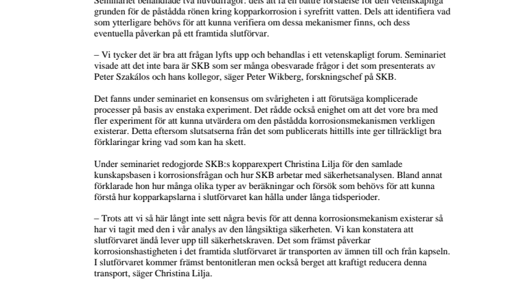 Påstådd korrosion inget hot mot slutförvar