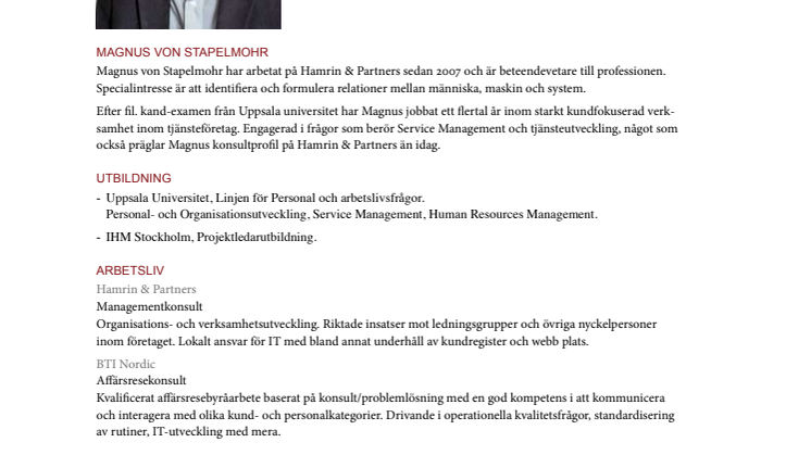 Magnus von Stapelmohrs konsultprofil