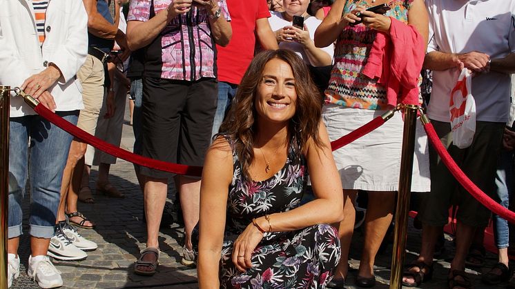Jill Johnson under invigningen av Ängelholms Walk of Fame