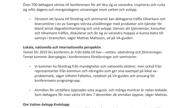 Unik mötesplats för va-frågor i Halmstad, 13-14 mars 2019