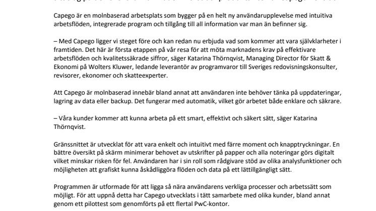 Wolters Kluwer lanserar molnbaserad arbetsplats för revisorer, redovisningskonsulter och ekonomer i Sverige