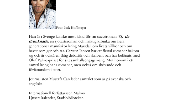 Prisbelönte Carsten Jensen gästar Internationell författarscen