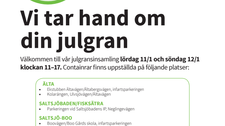 Platser för julgransinsamling i Nacka