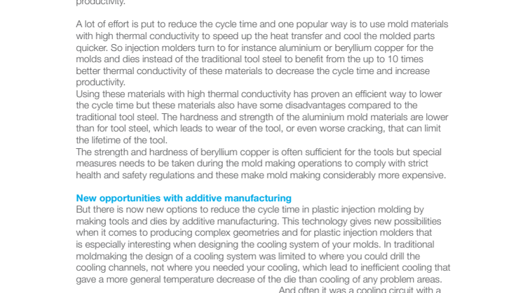 Increased productivity, New options to high thermal conductivity?