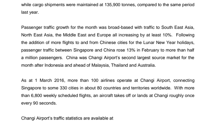 Operating Indicators for February 2016