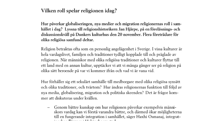 Vilken roll spelar religionen idag?