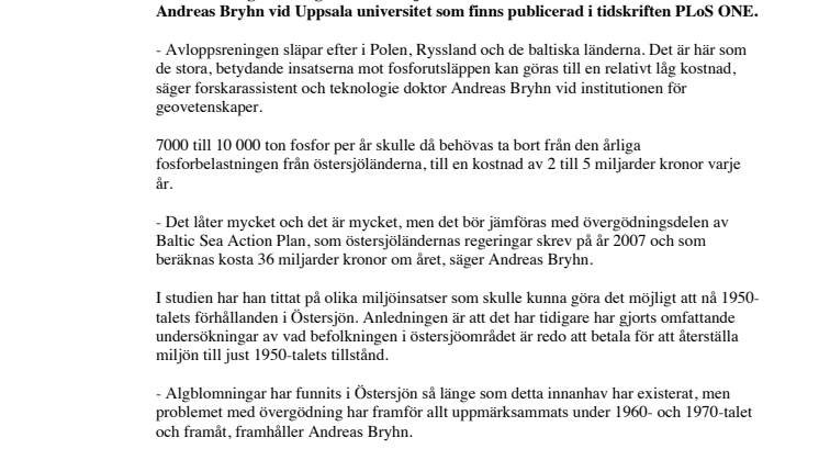 Avloppsrening i öst kan räcka för att minska algblomningarna