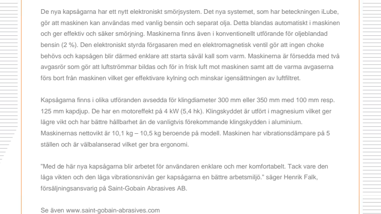 Nya handhållna kapsågar från Norton Clipper