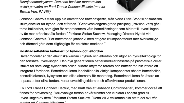 Johnson Controls (VARTA) lanserar den nya generationen bilbatterier