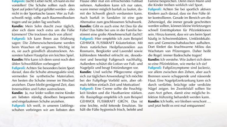 Das Beratungsgespräch: Fußhygiene – für alle!