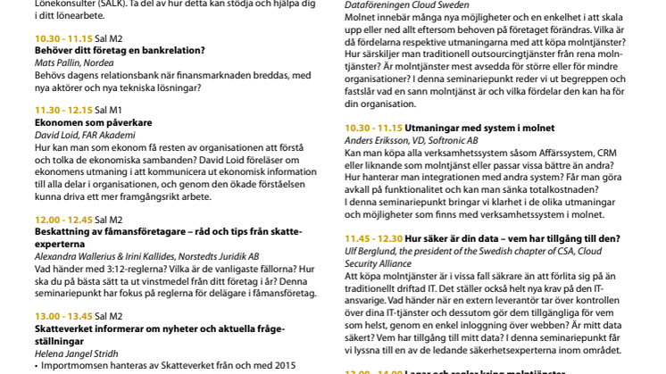 Ekonomi & Företag 2014 - Scenprogram