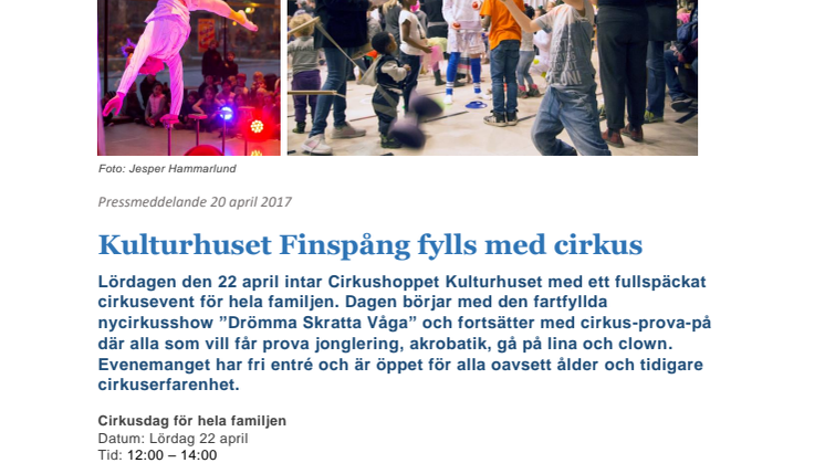 Kulturhuset Finspång fylls med cirkus